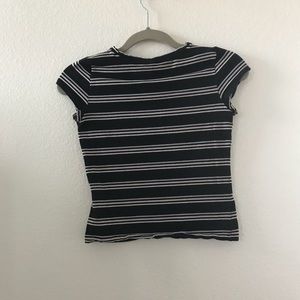 Purple, pink and white striped short sleeve